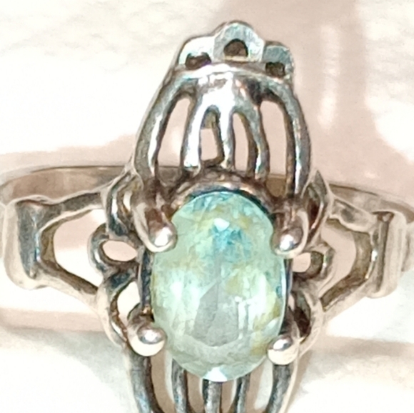 Vintage Art Nouveau/Art Deco Style Sterling Gemstone Ring - Picture 5 of 15